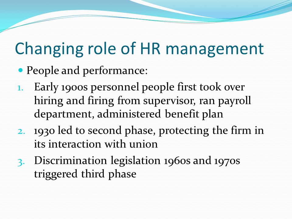 Changing role of hrm the nhs